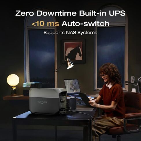 EF ECOFLOW Portable Power Station DELTA 3 MAX with 2x220W Solar Panel, 3400W X-Boost Output, Ultra-Fast 0-80% Charging in 1.13 Hr, Home Backup & RV Camping in Kuwait