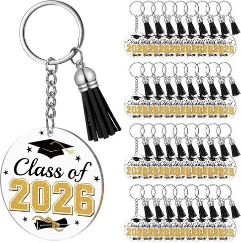 Kigeli 30 Pcs Class of 2025 Graduation Keychains Gifts Acrylic Keychains with Tassel for College High School in Kuwait