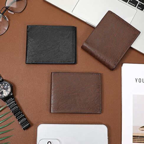 24 قطعة محفظة للرجال، محافظ جلدية للرجال بالجملة للنقش بنفسك، مع مشبك نقود، حامل بطاقات، محفظة فارغة من البولي يوريثان لعيد الأب للرجال والموظفين وهدايا عيد الميلاد (12 أسود و12 بني) in Kuwait