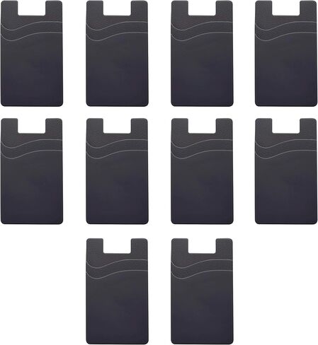 DISCOUNT PROMOS 10 Montego Silicone Phone Wallets Pack - Customizable Text, Logo - Strong Adhesive, Dual Pocket - Black in Saudi Arabia