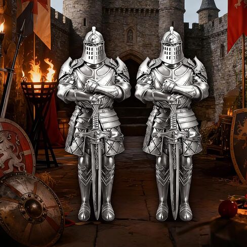2 PCS Life Size Medieval Knight Cardboard Cutout, Medieval Party Decorations Life Size Suit of Armor Photo Booth Props Backdrops for Medieval Party Renaissance Ancient Knight Castle Decor in Kuwait