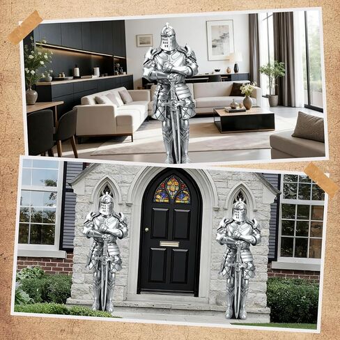 2 PCS Life Size Medieval Knight Cardboard Cutout, Medieval Party Decorations Life Size Suit of Armor Photo Booth Props Backdrops for Medieval Party Renaissance Ancient Knight Castle Decor in Kuwait