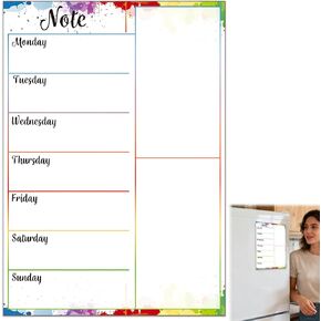 Magnetic Weekly Meal Planner for Refrigerator, 8x12'' Dry Erase Menu Board, Stain Resistant Whiteboard, Strong Magnetic Backing, Ideal for Families, Students, Roommates, Notes, Grocery Lists (A) in Saudi Arabia