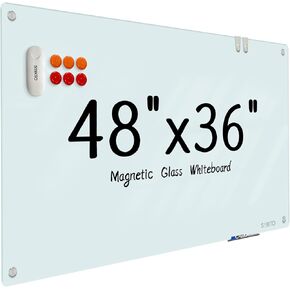 Glass Whiteboard - Glass Dry Erase Board 48" x 36" Magnetic White Board Writing Board White Boards for Walls Wall Office Home in Saudi Arabia