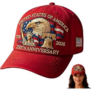 قبعة النسر - الذكرى السنوية الـ 250 للولايات المتحدة - قبعة بيسبول مطرزة بالنسر الأصلع قابلة للتعديل للرجال والنساء in Kuwait