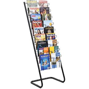 Zonon 57" Magazine Rack Floor Holder 18 Pockets Tiered Display Holder Floor Standing Brochure Display Stand for Books Newspaper Catalogs Libraries Retail Stores Shop Exhibitions Office in Saudi Arabia