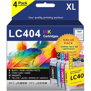 استبدال خراطيش الحبر LC404 لخرطوشة حبر Brother LC 404 ذات إنتاجية قياسية للألوان متوافقة مع الطابعة MFC-J1205W MFC-J1215W MFC-J1205W XL (4 عبوات، 1 أسود 1 سماوي 1 أرجواني 1 أصفر) in Kuwait