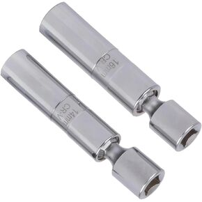 2 PCS Car Spark Plug Socket, 14mm&16mm Thin Walled Magnetic Spark Plug Socket Set, 3/8" Drive 12-Point Steel Swivel Spark Plug Removal Tool, Universal for Most Cars (Silver) in Kuwait
