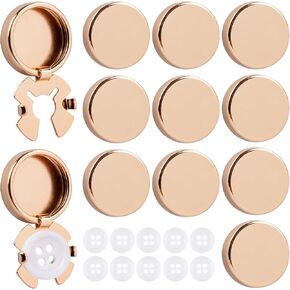 10 Set 18MM Flat Button Cover Blank Metal Shirt Cufflinks With 12.5MM/0.49" Sewing Buttons for DIY Craft (Gold) in Kuwait