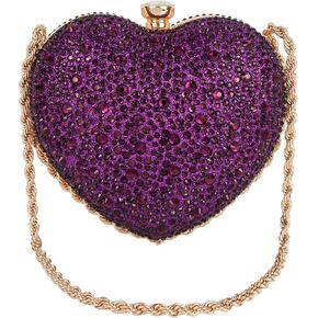 Hoce Cute Heart Shape Evening Bag Mini Rhinestone Wedding Party Shoulder Handbag Purse for Women in Kuwait