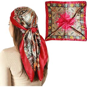 Hjiaruiky 35 بوصة وشاح الرأس من الحرير الساتان مثل الأوشحة للنساء باندانا أغطية الرأس حقيبة محفظة وشاح لحقائب اليد أخضر in Kuwait