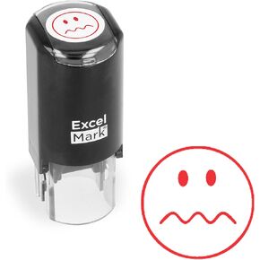 Round Teacher Stamp - SQUIGGLY LINE FACE - RED Ink in Kuwait