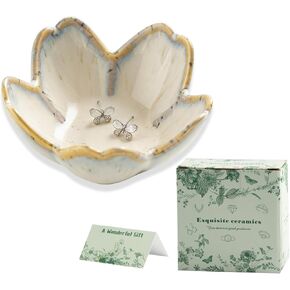 صينية مجوهرات على شكل زهرة، طبق خاتم من السيراميك، طبق مجوهرات، صينية حلية صغيرة، حامل حلقة لطيف، وعاء مفاتيح، لوحة زخرفية، هدايا للأم/الأخت/الصديق، عيد الميلاد/عيد الأم/عيد الميلاد (أخضر داكن) in Kuwait