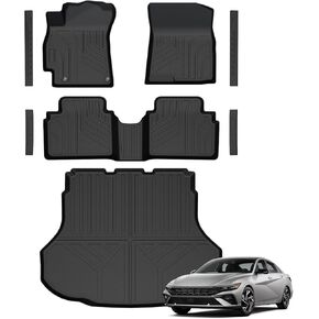 Floor Mats for Hyundai Kona Gasoline 2024-2026, All Weather Floor Mats Trunk Cargo Liner with Backrest Protectors and Door Sill Guards Accessories, Full Coverage Set in Kuwait