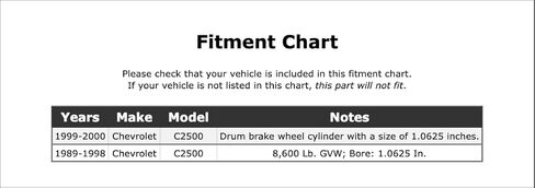 Rear OR Rear Left Drum Brake Wheel Cylinder Kit Compatible With Chevrolet C2500 2000 1999 1998 1997 1996 1995 1994 1993 1992 1991 1990 1989 P-4600308 in Saudi Arabia