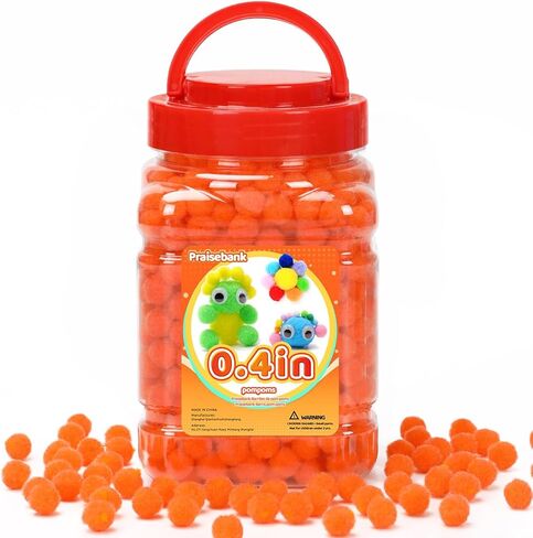 Praisebank Pom Poms، 1000 قطعة 1 بوصة، 600 كرة بوم بوم للفنون والحرف اليدوية، كرات ناعمة ورقيقة مع 400 عين متذبذبة. (متعددة الألوان) in Kuwait