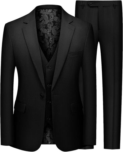 MAGE MALE Men's 3 Piece Suits Slim Fit One Button Solid Tuxedo Suit Set Blazer Jacket Vest and Pants in Saudi Arabia