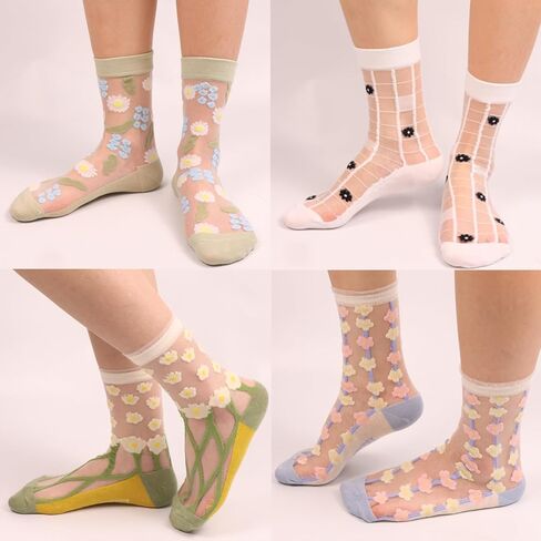 نصف جوارب بدون عرض 4 أزواج من الجوارب لأصابع القدم والبغال والجوارب الشفافة للنساء 6 أزواج in Kuwait