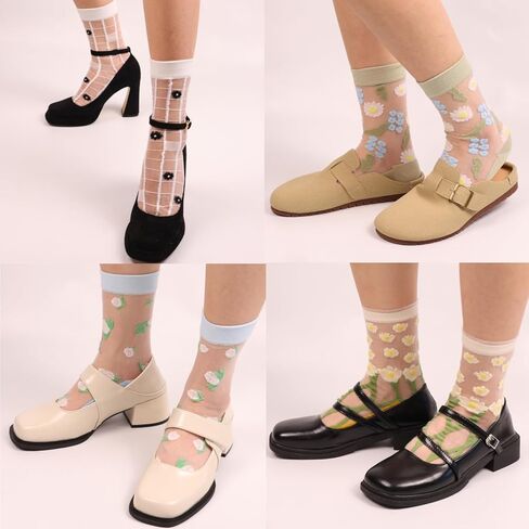 نصف جوارب بدون عرض 4 أزواج من الجوارب لأصابع القدم والبغال والجوارب الشفافة للنساء 6 أزواج in Kuwait