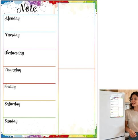 Magnetic Weekly Meal Planner for Refrigerator, 8x12'' Dry Erase Menu Board, Stain Resistant Whiteboard, Strong Magnetic Backing, Ideal for Families, Students, Roommates, Notes, Grocery Lists (A) in Saudi Arabia