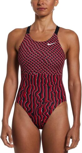 Nike Women's Drippy Check Fastback One Piece Swimsuit University Red, 28 in Saudi Arabia