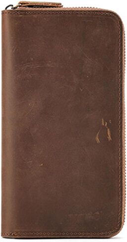 Genuine Leather Long Wallets for Men, Leather Men's Long Wallet Men's Bag Business Retro Leather Clutch Bag (Coffee) in Kuwait