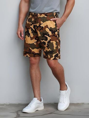 Men's Elastic Waist Drawstring Casual Camouflage Shorts in Saudi Arabia