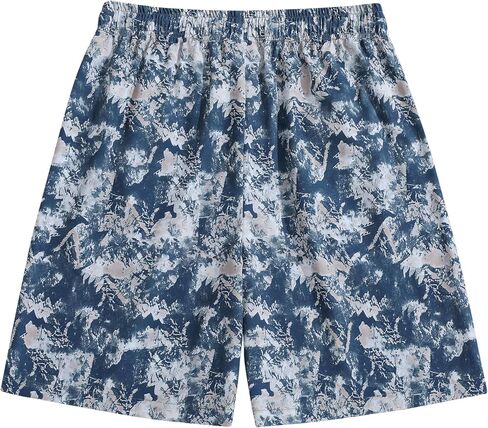 Men's Casual Shorts - Breathable Athletic Fit Short Pants with Abstract Graphic Print and Adjustable Drawstring - Blue in Saudi Arabia