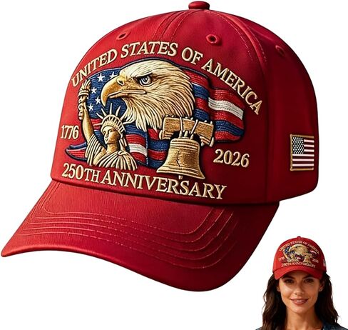 قبعة النسر - الذكرى السنوية الـ 250 للولايات المتحدة - قبعة بيسبول مطرزة بالنسر الأصلع قابلة للتعديل للرجال والنساء in Kuwait