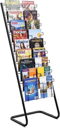 Zonon 57" Magazine Rack Floor Holder 18 Pockets Tiered Display Holder Floor Standing Brochure Display Stand for Books Newspaper Catalogs Libraries Retail Stores Shop Exhibitions Office in Saudi Arabia