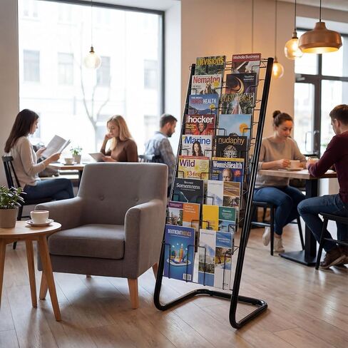 Zonon 57" Magazine Rack Floor Holder 18 Pockets Tiered Display Holder Floor Standing Brochure Display Stand for Books Newspaper Catalogs Libraries Retail Stores Shop Exhibitions Office in Saudi Arabia