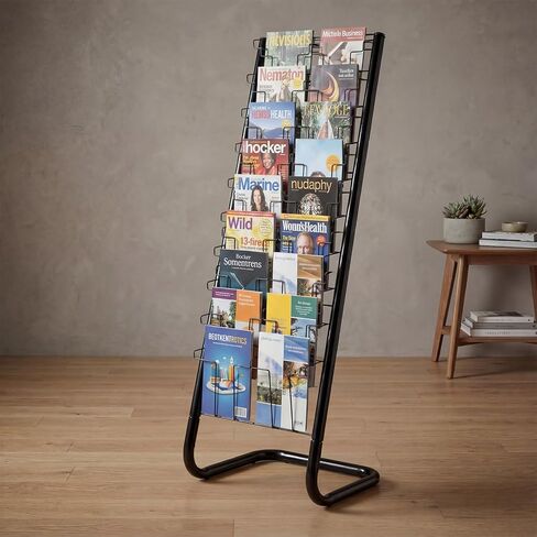 Zonon 57" Magazine Rack Floor Holder 18 Pockets Tiered Display Holder Floor Standing Brochure Display Stand for Books Newspaper Catalogs Libraries Retail Stores Shop Exhibitions Office in Saudi Arabia