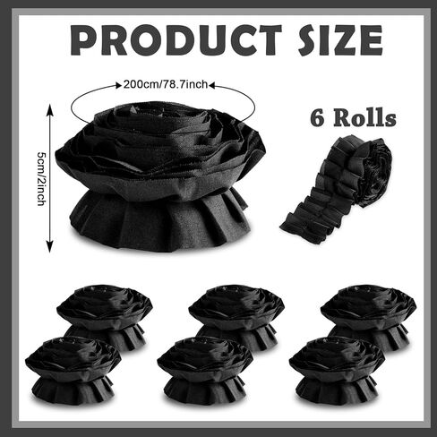 6 Rolls 40 Ft Ruffled Bulletin Board Borders Back to School Classroom Decor Fabric Trims DIY Border Crafts for Farmhouse Teacher Supplies First Day of School Party Decorations(Black) in Saudi Arabia