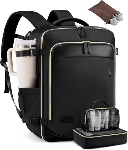 حقيبة ظهر للسفر من LOVEVOOK للنساء، حقيبة ظهر شخصية سعة 40 لترًا مع 3 مكعبات تعبئة، حقيبة نهارية للأمتعة الليلية مقاومة للماء ومعتمدة من شركات الطيران في عطلة نهاية الأسبوع، تناسب كمبيوتر محمول مقاس 17 بوصة in Kuwait