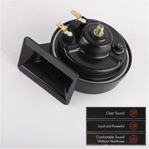 12V Black Snail Horn 120dB Waterproof Dual Tone Compatible with Car Motorcycle Truck Heavy Design 50,000 Cycles Life Tested in Saudi Arabia
