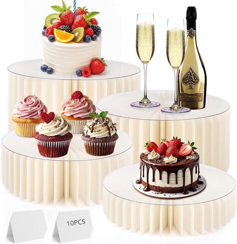 4 Pcs Buffet Risers Food Risers for Buffet Table Premium High-Density Cardboard Risers Display Stands Cake Stands Cylinder Stands for Party Pedestal Cake Stand Dessert Table Display Set Cupcake Stands in Saudi Arabia