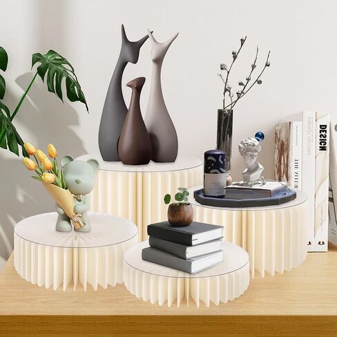 4 Pcs Buffet Risers Food Risers for Buffet Table Premium High-Density Cardboard Risers Display Stands Cake Stands Cylinder Stands for Party Pedestal Cake Stand Dessert Table Display Set Cupcake Stands in Saudi Arabia