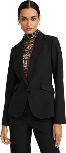 EXPRESS Women's Editor Fitted One Button Blazer, Studio Stretch Twill - Black in Saudi Arabia