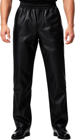 Mens Leather Pants,Black Leather Pants Men with Elastic Waist Fashion Casual Faux Leather Pants for Winter in Saudi Arabia