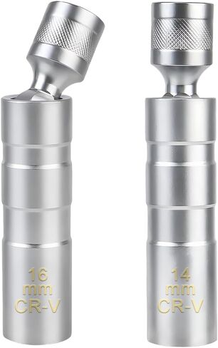 2PCS 14mm & 16mm Magnetic Swivel Spark Plug Socket, 360 Degree Swivel Thin Wall Spark Plug Sockets, 3/8-Inch Drive 12 Point Magnetic Socket Removal Tool for Cars Trucks SUVs in Saudi Arabia