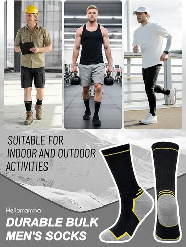 Hellomamma Mens Crew Long Socks: 10 Pairs Breathable Seamless Long Socks for Adult Daily Work and Practical Comfortable Gift in Saudi Arabia