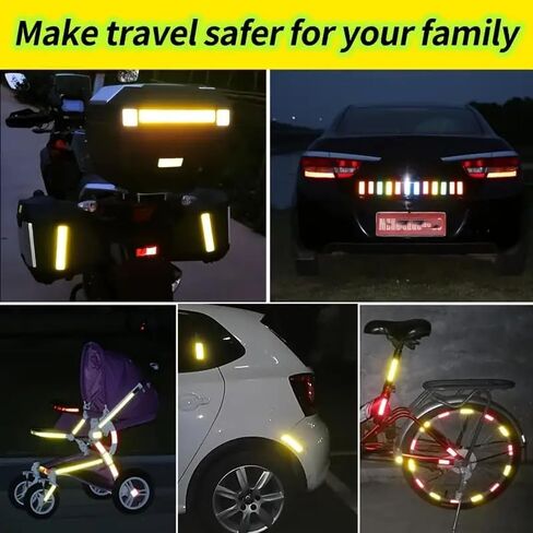 30-Pack Reflective Safety Stickers | Waterproof Fluorescent for Cars, Trucks, Bicycles & Motorcycles | Enhances Visibility | Strong Adhesive, Night Reflective (Fluorescent Multicolor 30PCS) in Saudi Arabia