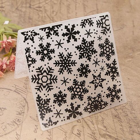 Christmas Diverse Snowflakes Snow Background Pattern Plastic Embossing Folder, 3D Textured Impressions Stars Embossing Folder Template for Card Making Scrapbooking Paper Craft Album Stamps DIY Décor in Saudi Arabia