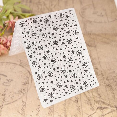 Christmas Diverse Snowflakes Snow Background Pattern Plastic Embossing Folder, 3D Textured Impressions Stars Embossing Folder Template for Card Making Scrapbooking Paper Craft Album Stamps DIY Décor in Saudi Arabia