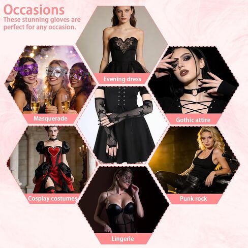 Yolev Fishnet Gloves Fingerless Five-Pointed Star Gloves Long Fishnet Arm Sleeves Black Mesh Gloves for Women Cosplay Punk 80s Emo Party Halloween Costume Scene Accessories in Saudi Arabia