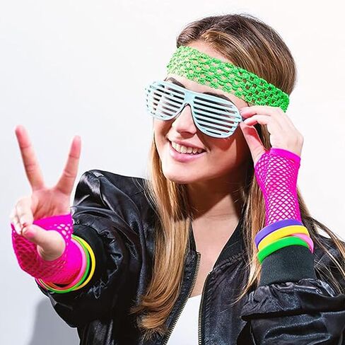 8 أزواج من قفازات شبكة صيد السمك بدون أصابع للنساء، إكسسوارات أزياء شبكية قصيرة من الثمانينيات والتسعينيات in Kuwait