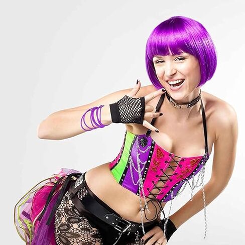 8 أزواج من قفازات شبكة صيد السمك بدون أصابع للنساء، إكسسوارات أزياء شبكية قصيرة من الثمانينيات والتسعينيات in Kuwait