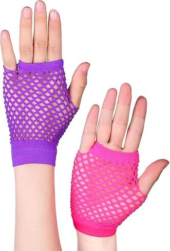 8 أزواج من قفازات شبكة صيد السمك بدون أصابع للنساء، إكسسوارات أزياء شبكية قصيرة من الثمانينيات والتسعينيات in Kuwait