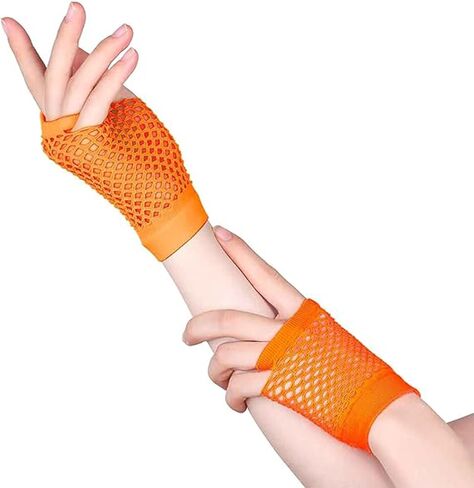 8 أزواج من قفازات شبكة صيد السمك بدون أصابع للنساء، إكسسوارات أزياء شبكية قصيرة من الثمانينيات والتسعينيات in Kuwait