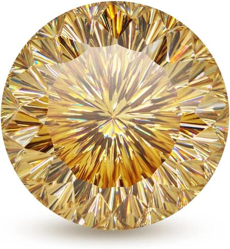 Loose Moissanite 30 Carat, Champagne Color Diamond, VVS1 Clarity, Round Angel Cut Brilliant Gemstone for Making Engagement/Wedding/Ring/Jewelry/Pendant/Necklace Handmade in Saudi Arabia